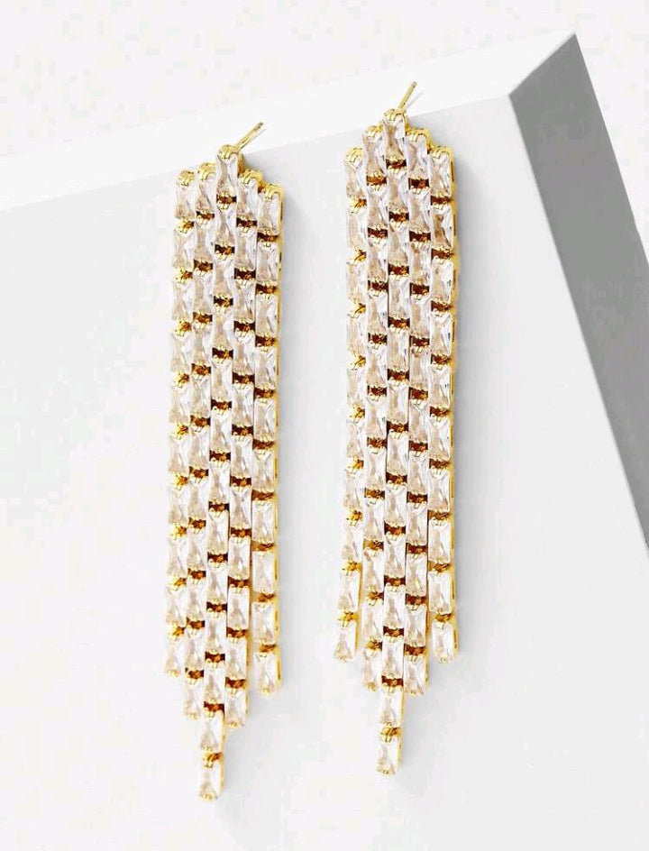 Brincos De Estrass Banhados A Ouro 18k