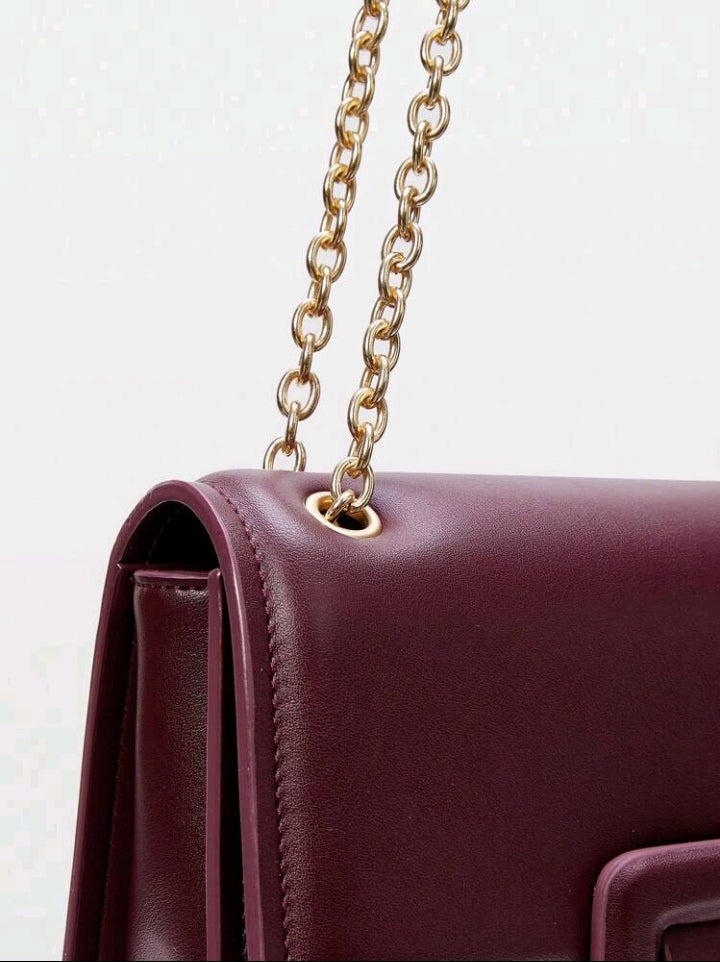 Bolsa Premium Estilo Preppy Com Corrente Dourada