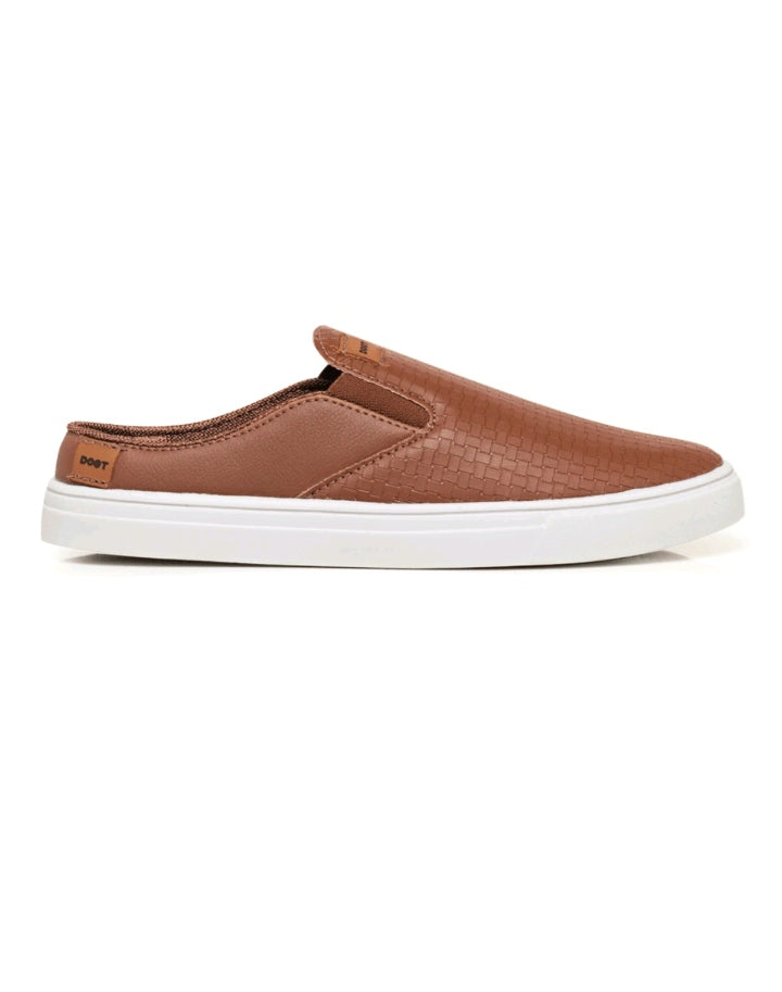 Slip On Masculino Com Revestimento em Couro E solado De Borracha