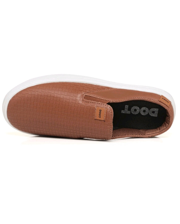 Slip On Masculino Com Revestimento em Couro E solado De Borracha