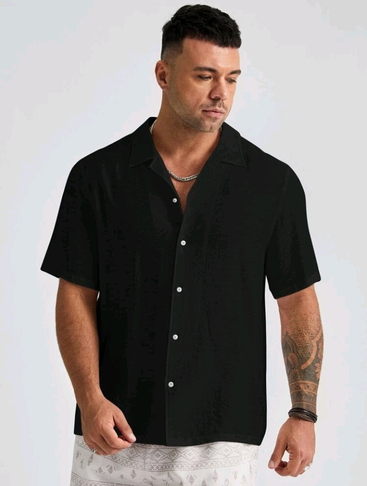 Camisa Masculina Social Estilo Casual Com Manga Curta e Tecido de Algodão