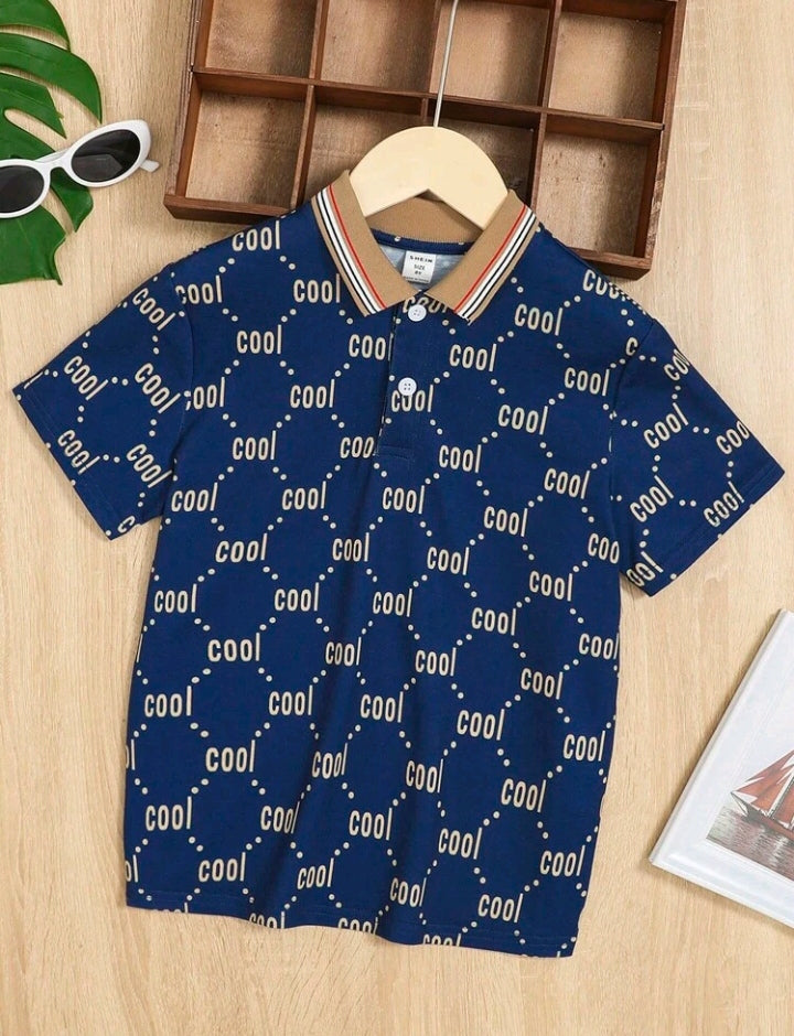 Camisa Polo Infantil De Manga Curta Com Estampa Decorativa