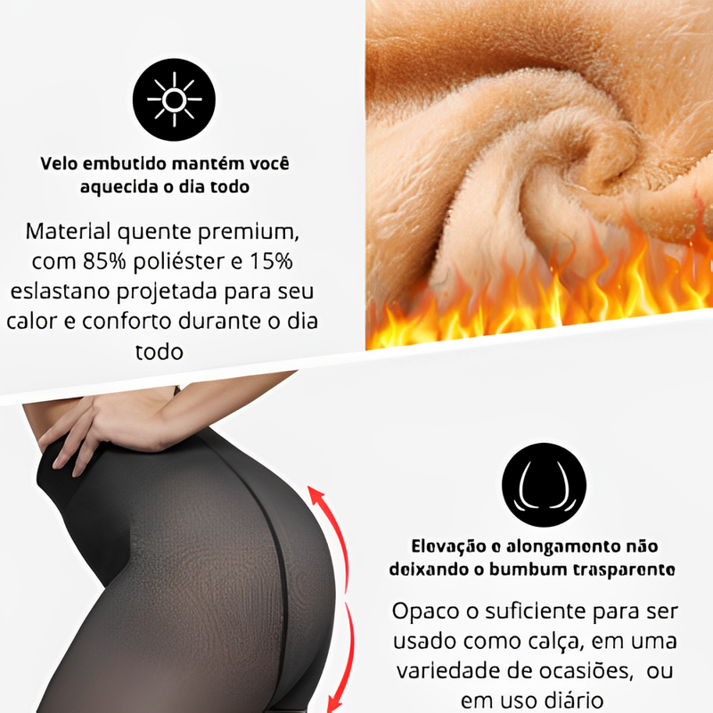 Meia Calça Feminina Peluciada e Translucida - Com Proteção Térmica